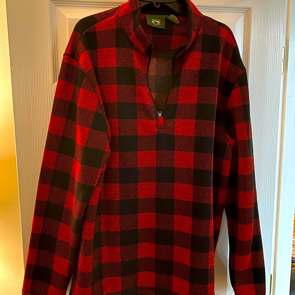 Vintage Buffalo plaid quarter zip sweater.